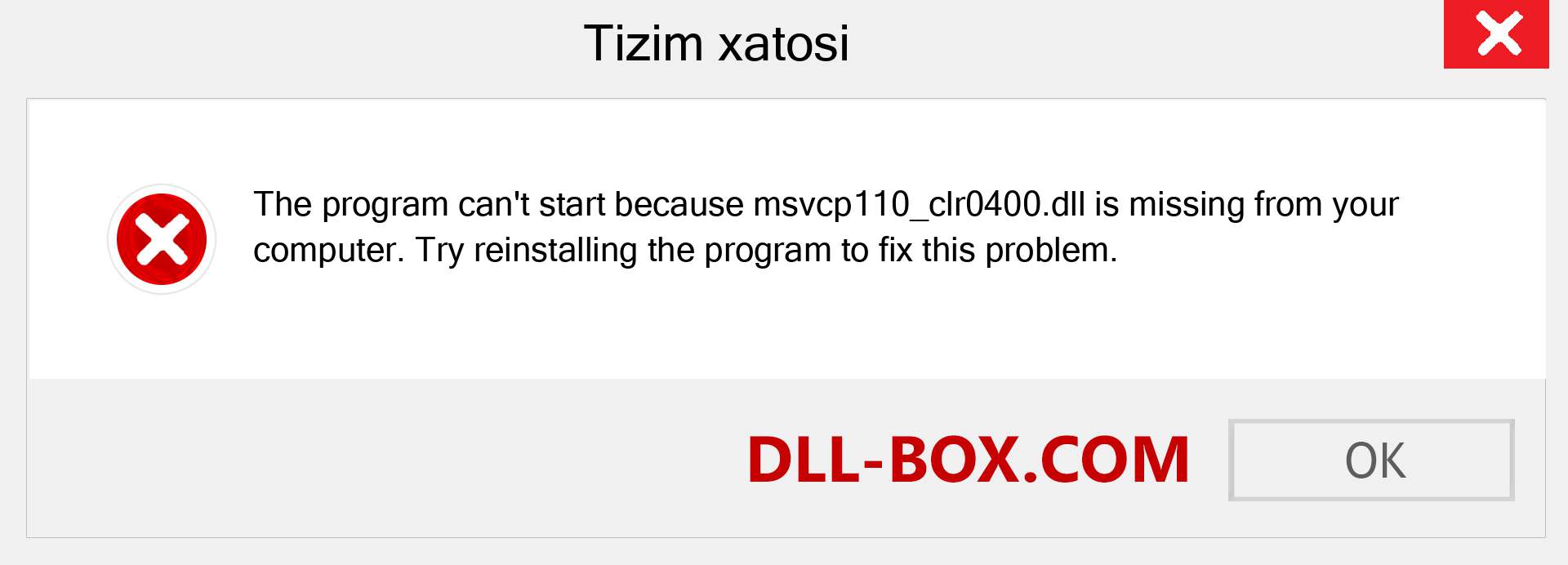 msvcp110_clr0400.dll fayli yo'qolganmi?. Windows 7, 8, 10 uchun yuklab olish - Windowsda msvcp110_clr0400 dll etishmayotgan xatoni tuzating, rasmlar, rasmlar